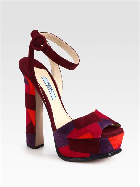 prada suede ankle strap sandal|Prada heels platform.